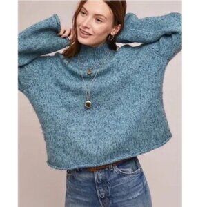 NWT-Anthropologie Moth Blue Metallic Chunky Pullover Sweater - XL